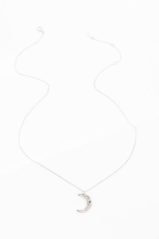 Crescent Moon Hammered Necklace - Boho Soho