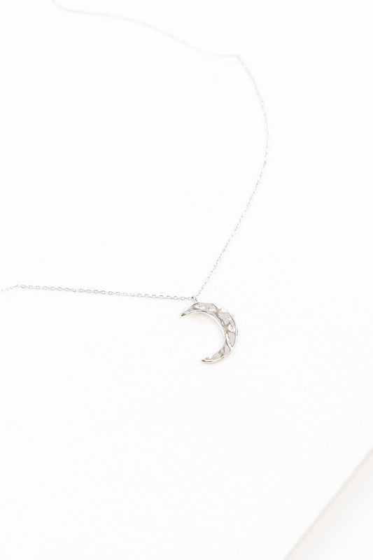 Crescent Moon Hammered Necklace - Boho Soho