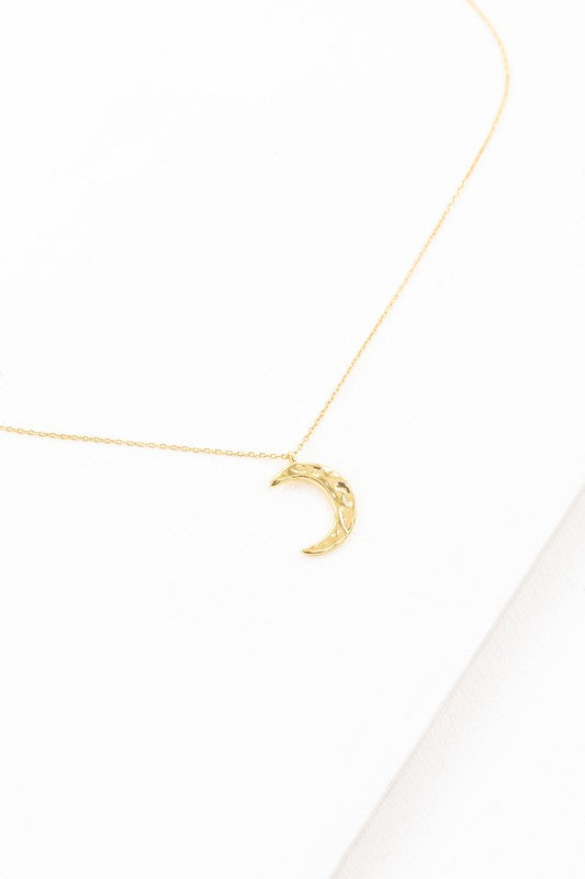 Crescent Moon Hammered Necklace - Boho Soho