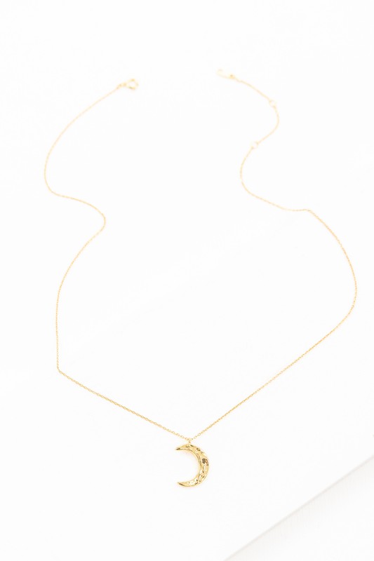 Crescent Moon Hammered Necklace - Boho Soho