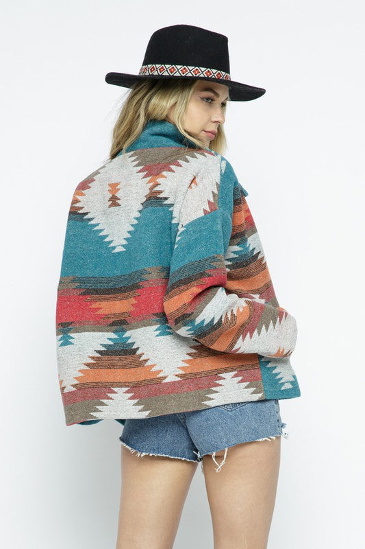 Blue B Soft Comfy Lightweight Aztec Pattern Jacket