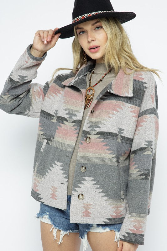 Blue B Soft Comfy Lightweight Aztec Pattern Jacket