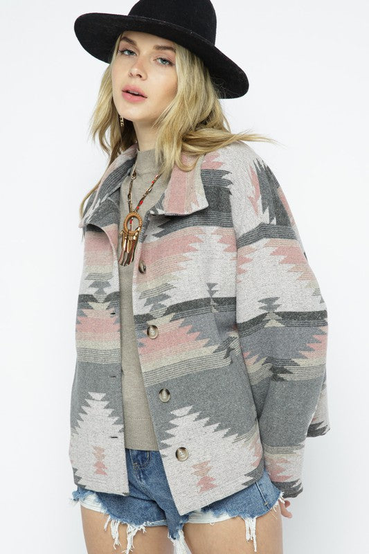 Blue B Soft Comfy Lightweight Aztec Pattern Jacket