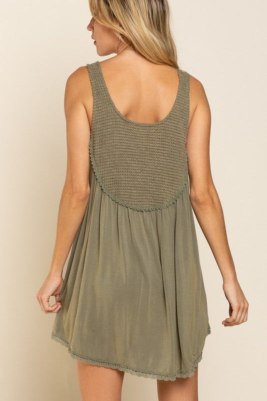 Perfect Flowy Fit Thermal Knit Paneled Tank Top - Boho Soho