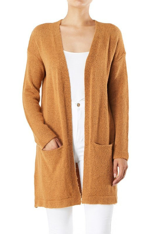 Mak Cozy Elastic Loose Fit  Sweater Cardigan w/Pockets