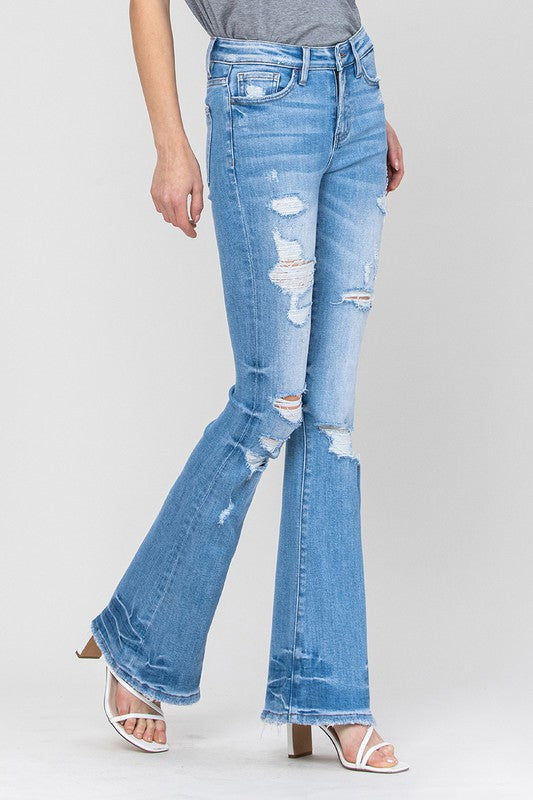 Vervet by Flying Monkey Distressed Mid Rise Flare