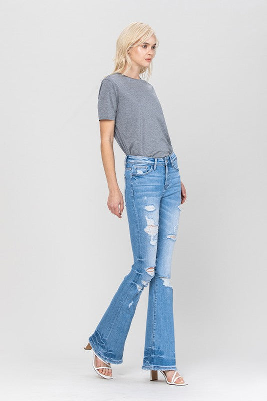 Vervet by Flying Monkey Distressed Mid Rise Flare