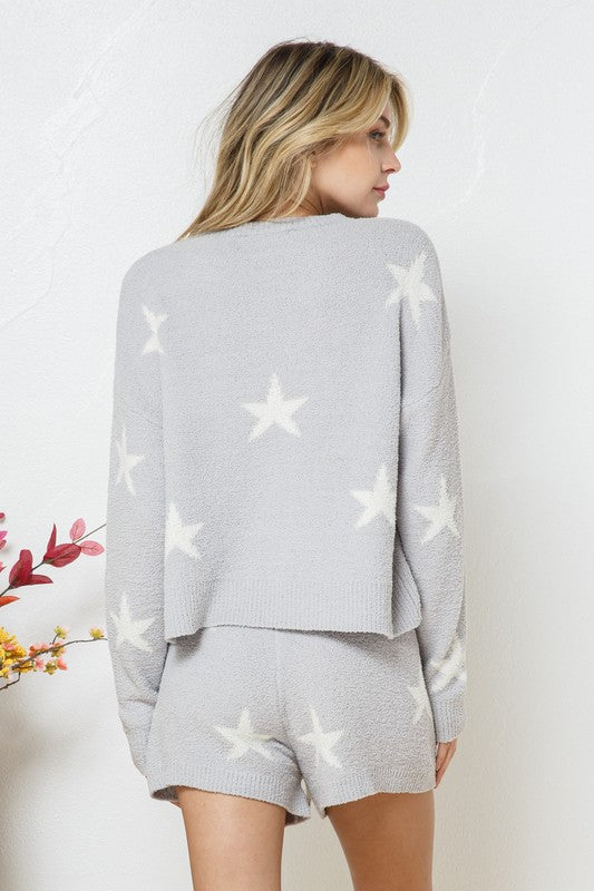 Blue B Soft Long Sleeve Star Print Top and Short Set