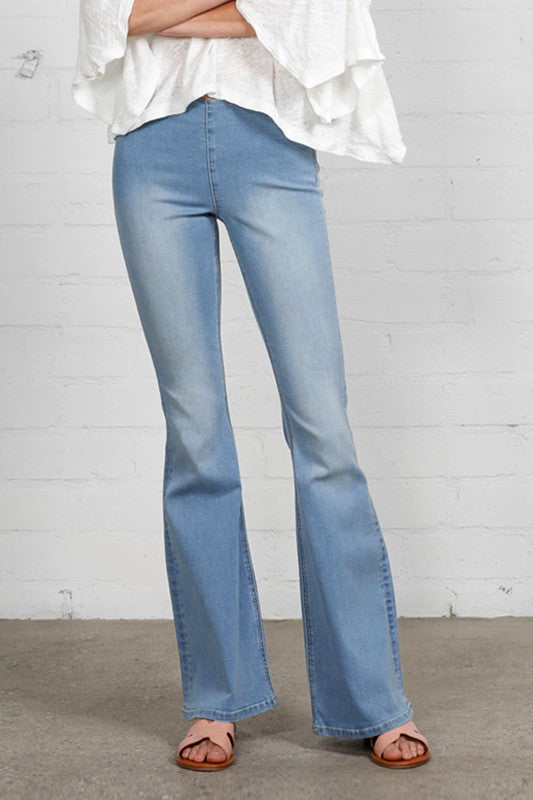 Denim Lab USA Mid Rise Banded Wide Flare Jeans