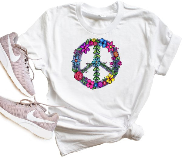 Floral Peace Sign Graphic Tee