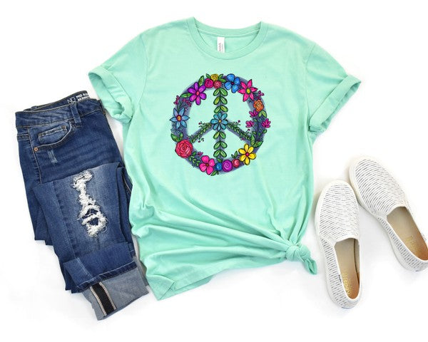 Floral Peace Sign Graphic Tee