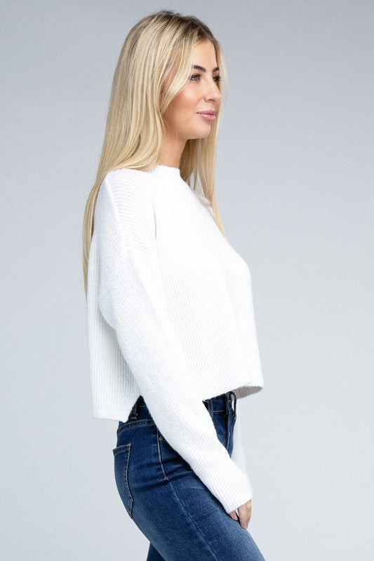 Cozy Cropped Mock Neck Pullover