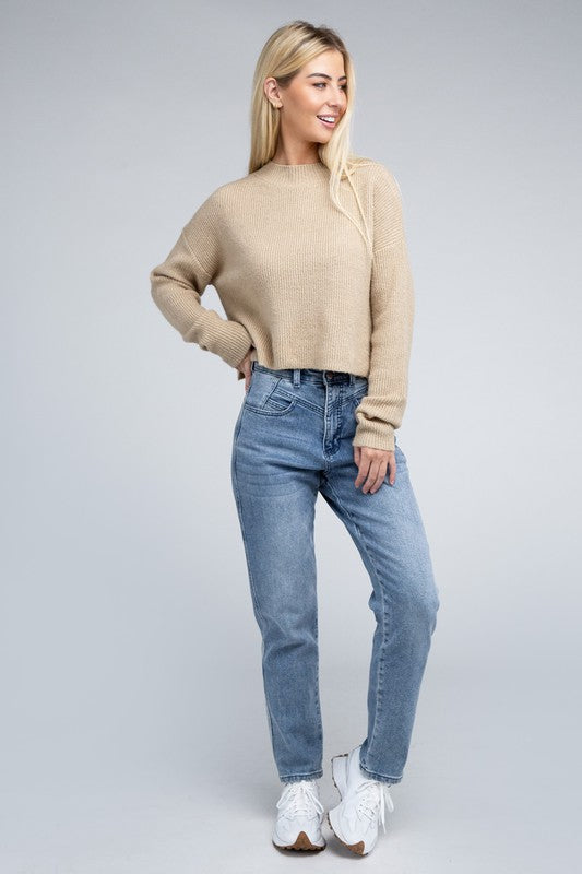 Cozy Cropped Mock Neck Pullover