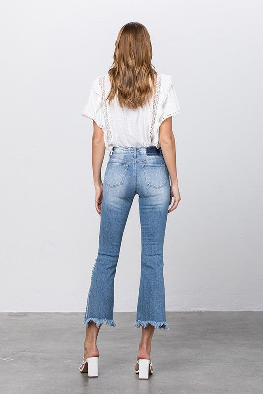 Stretch Mid Rise Crop Flare Jeans - Boho Soho