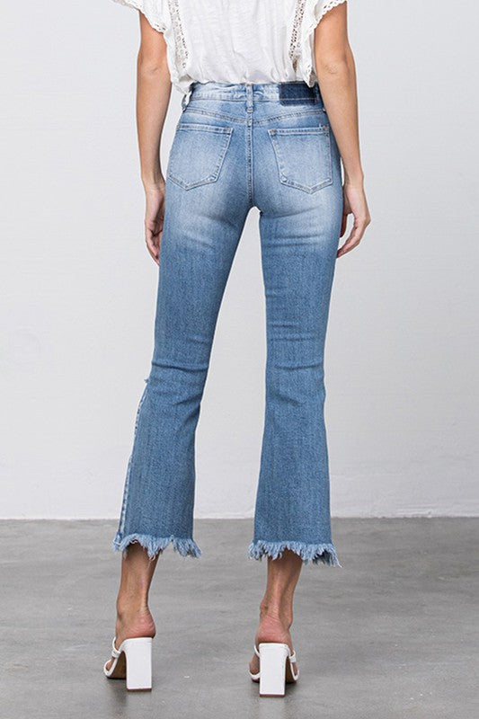 Stretch Mid Rise Crop Flare Jeans - Boho Soho