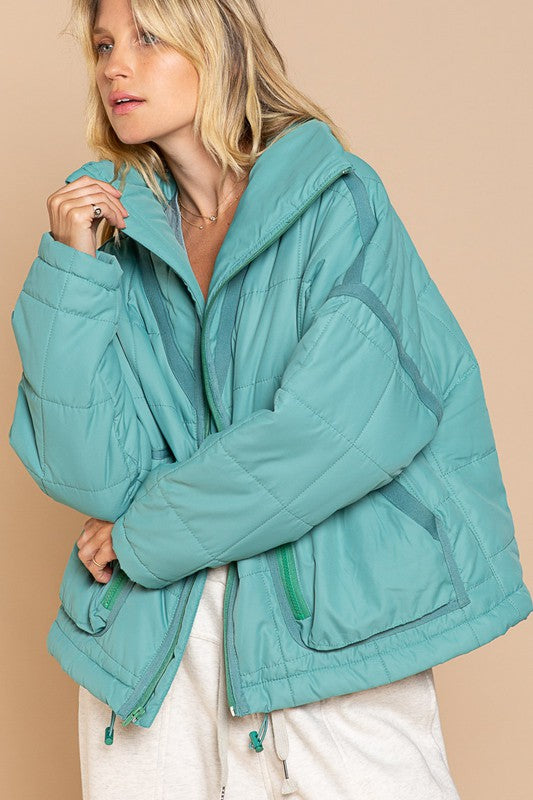 POL Quilted With Zipper Closure Jacket