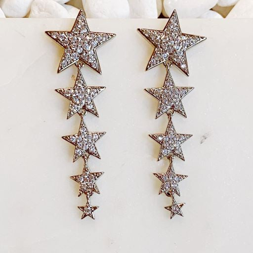 Five Star Dangle Down Earrings