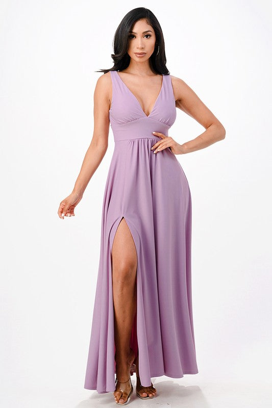 La Scala Tricot Deep V-Neck A-Line Dress