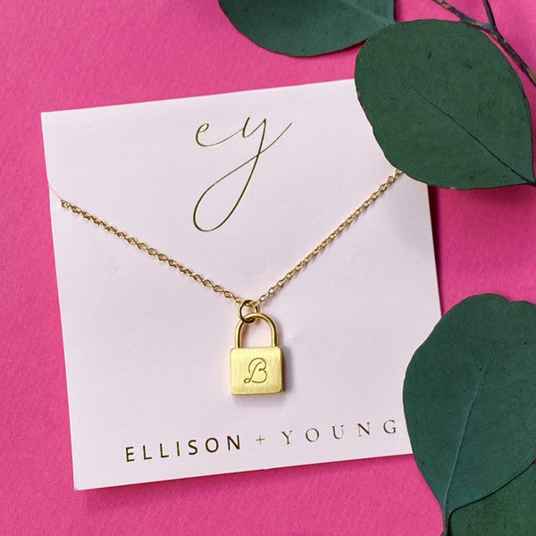 Ellison and Young Scripted Notes Locket Initial Necklace