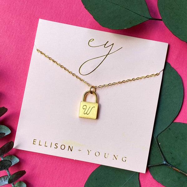 Ellison and Young Scripted Notes Locket Initial Necklace