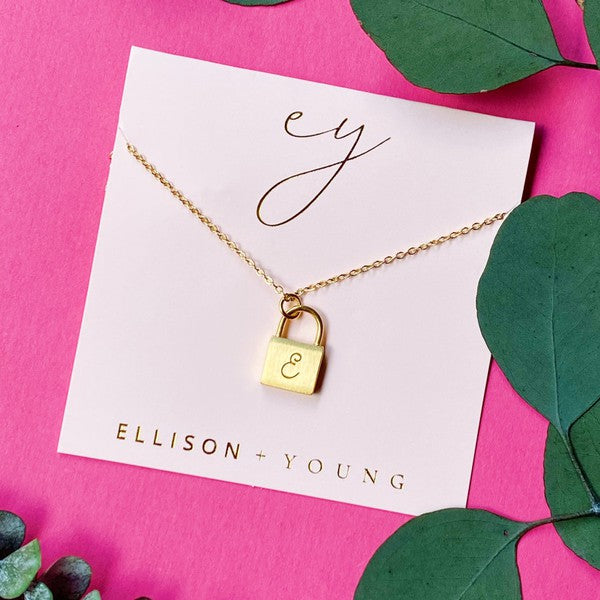 Ellison and Young Scripted Notes Locket Initial Necklace