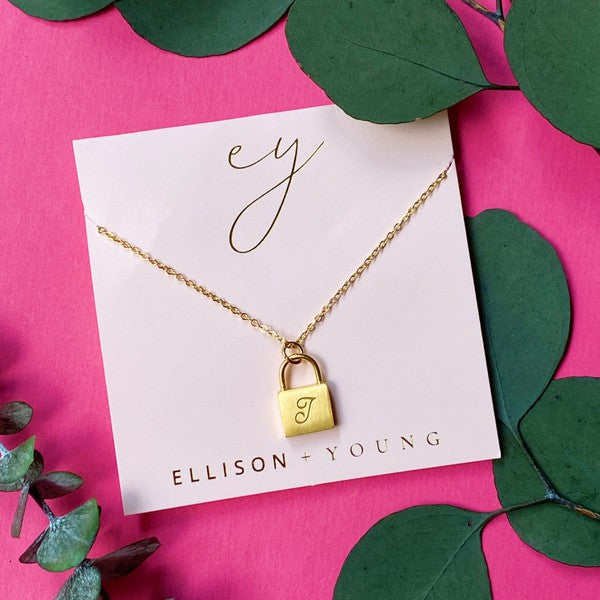 Ellison and Young Scripted Notes Locket Initial Necklace