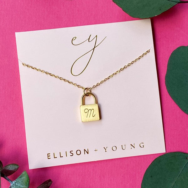 Ellison and Young Scripted Notes Locket Initial Necklace