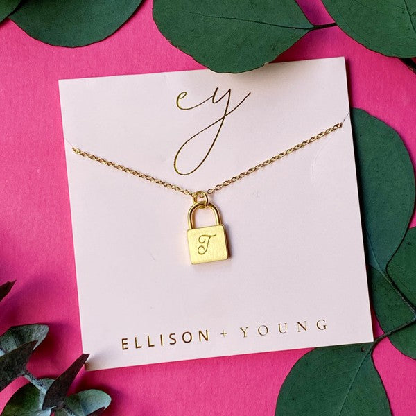 Ellison and Young Scripted Notes Locket Initial Necklace