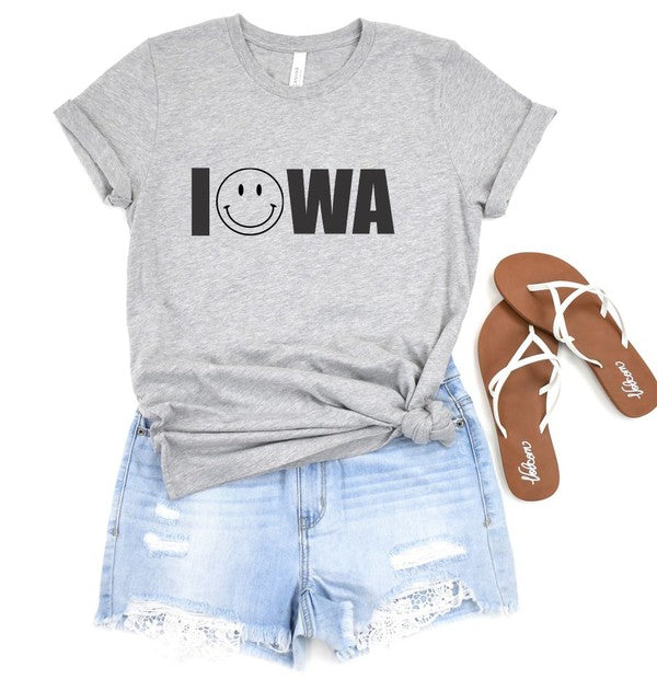 Iowa Smiley Face Boutique Style Tee