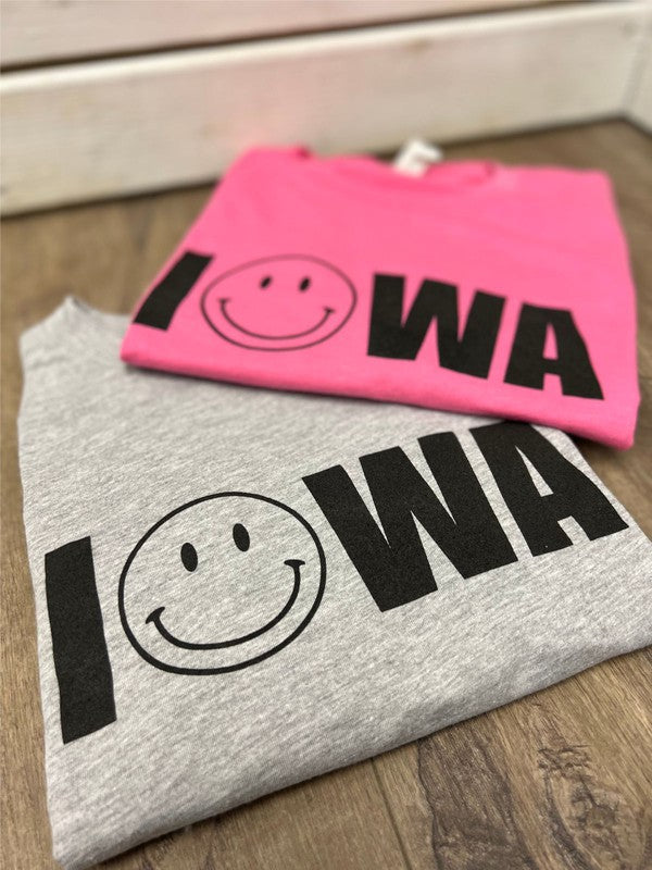 Iowa Smiley Face Boutique Style Tee