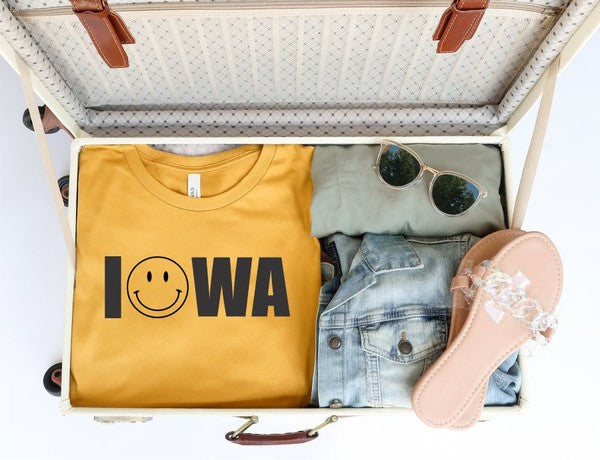 Iowa Smiley Face Boutique Style Tee