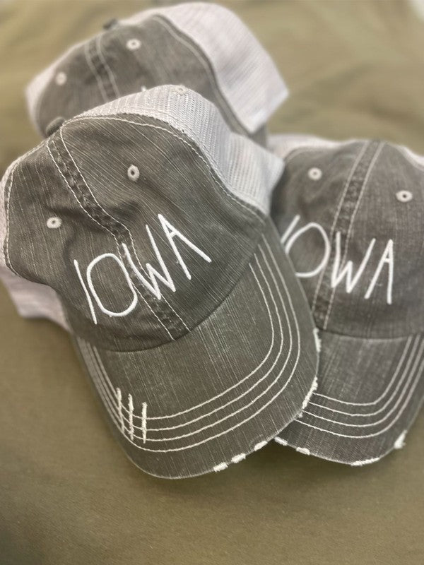 Rae Dunn Inspired Iowa Embroidered Trucker  Hat