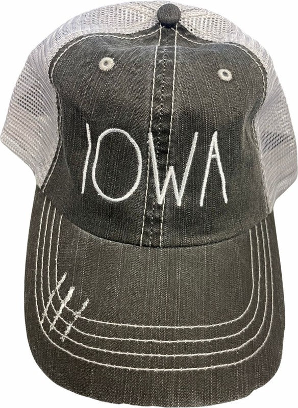 Rae Dunn Inspired Iowa Embroidered Trucker  Hat