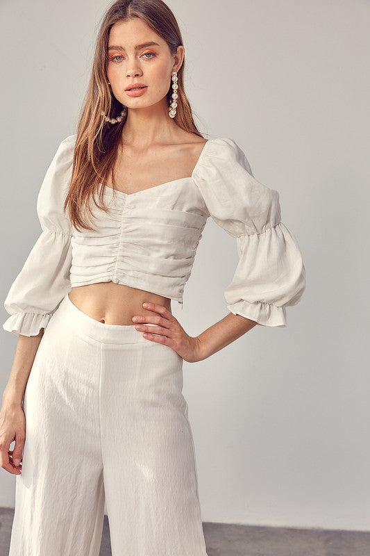 DO + BE COLLECTION Ruffle Ruched Front Top