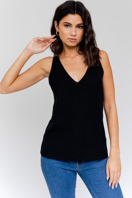 GILLI Front and Back Deep V-Neck Tank Top