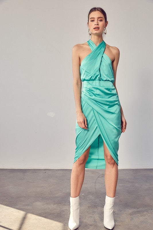 DO + BE COLLECTION Wrap Cross Neck Dress