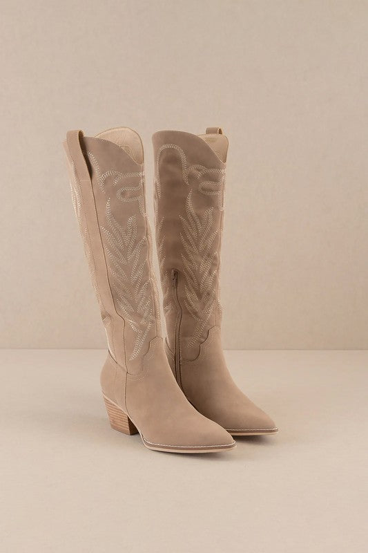 SAMARA WESTERN EMBROIDERED KNEE HIGH BOOTS