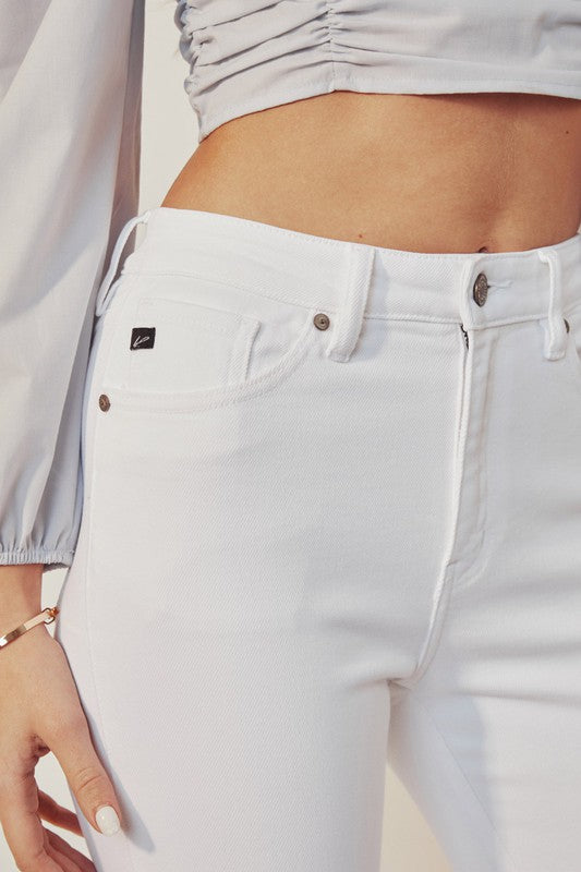 Kan Can High Rise Ankle Skinny White Jeans