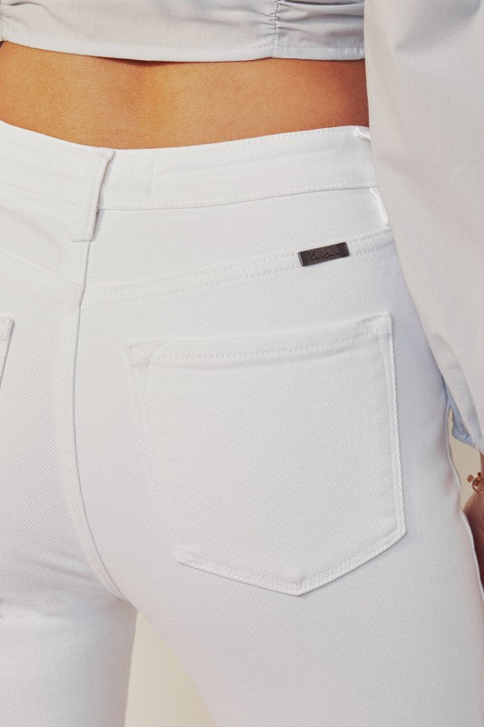 Kan Can High Rise Ankle Skinny White Jeans