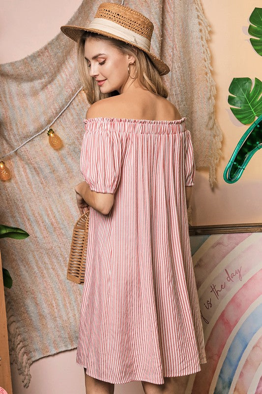 Off The Shoulder Dress with CF Button Detail