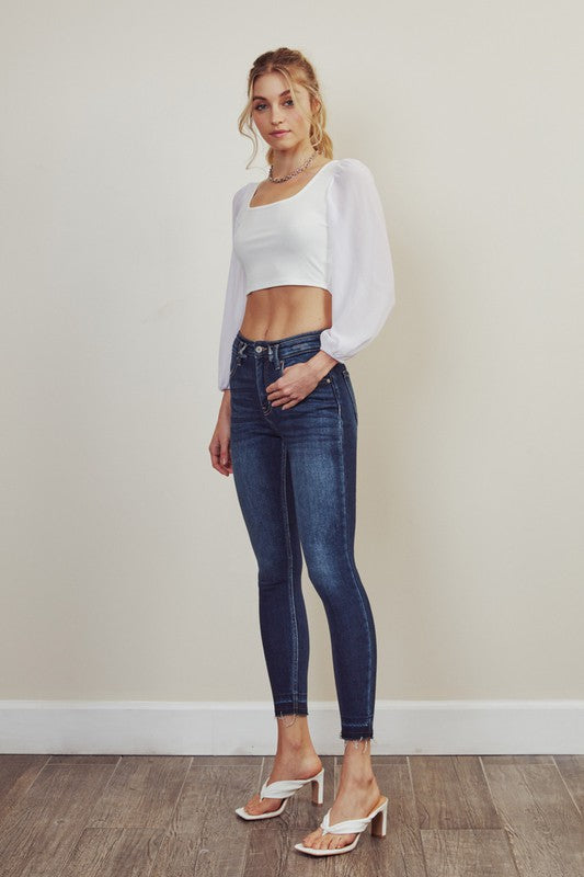 Kan Can High Rise Ankle Skinny Jeans