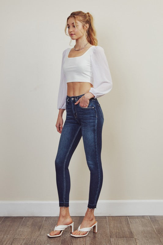 Kan Can High Rise Ankle Skinny Jeans
