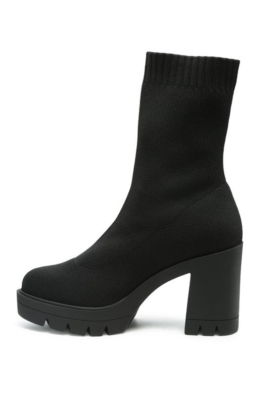 Rag & Co. Zinnia Knitted Block Heeled Boots