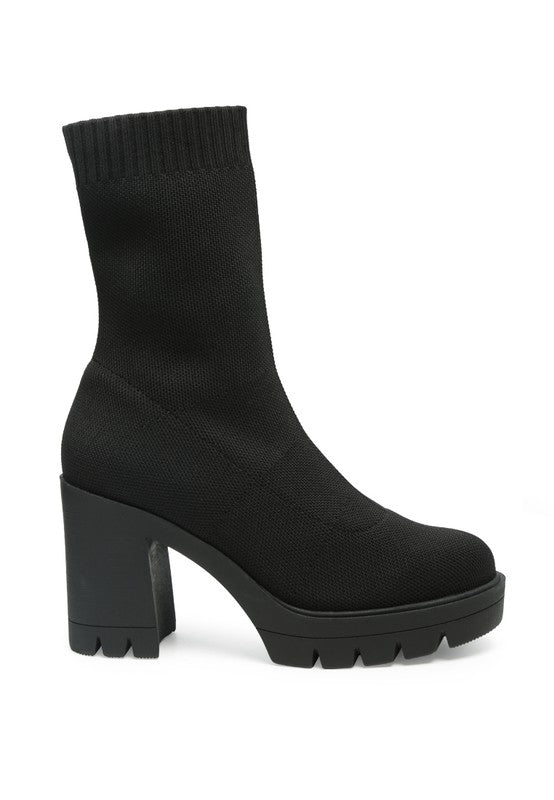 Rag & Co. Zinnia Knitted Block Heeled Boots