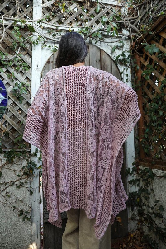 Floral Lace Textured Kimono - Boho Soho