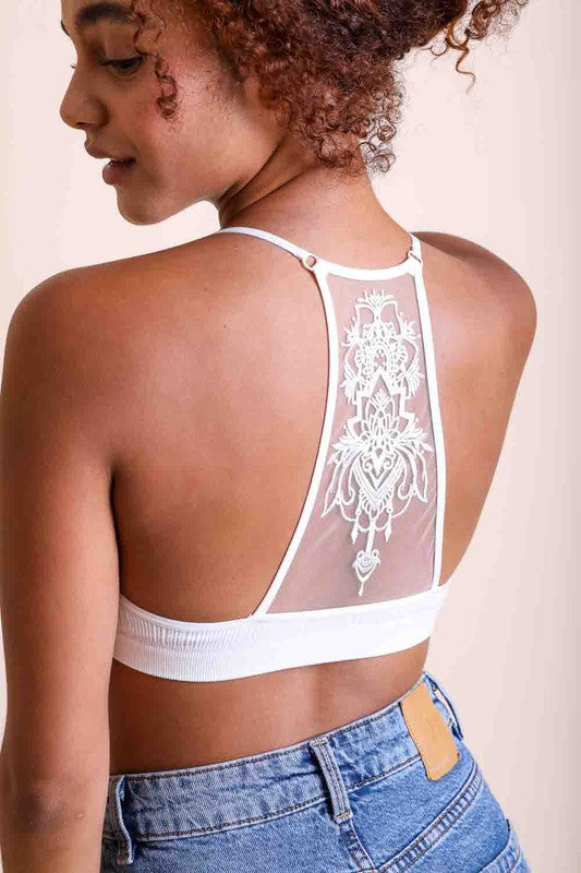 Tattoo Mesh Racerback Bralette - Boho Soho