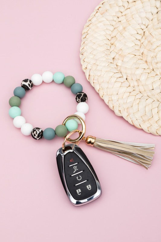 Silicone Monochromatic Key Ring Bracelet