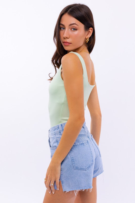 Square Neck Tank Bodysuit - Boho Soho