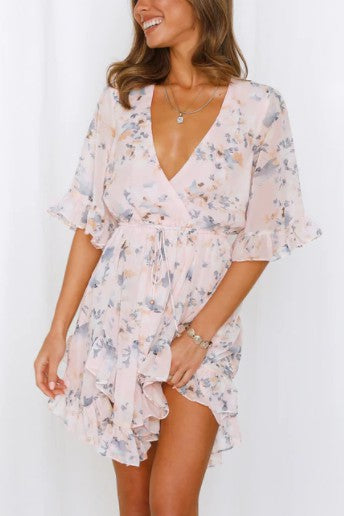 Floral Printed Ruffled Mini Dress - Boho Soho