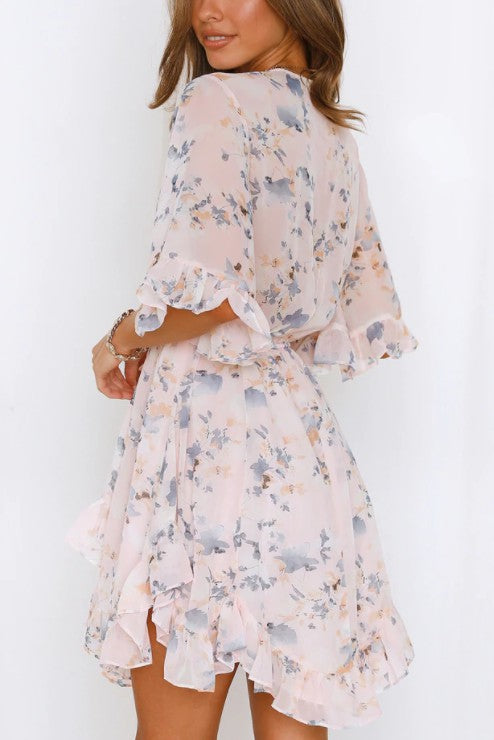 Floral Printed Ruffled Mini Dress - Boho Soho